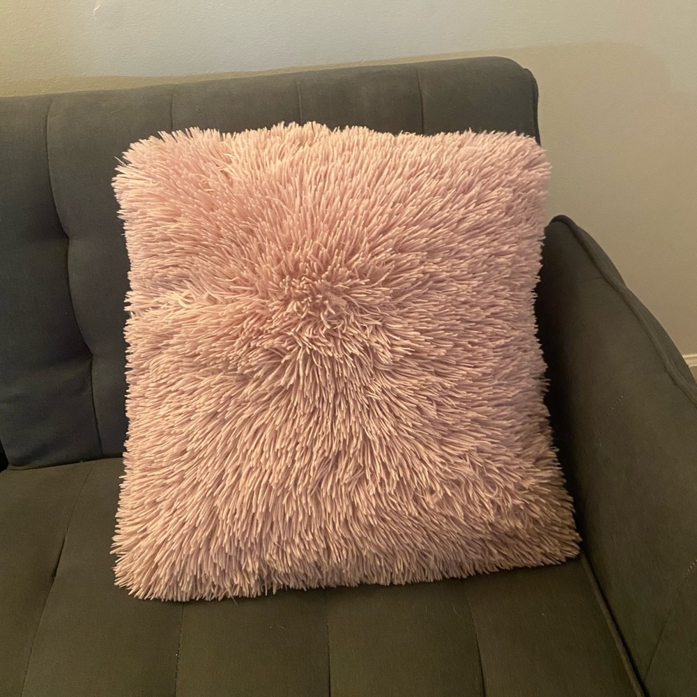 Pink furry pillow